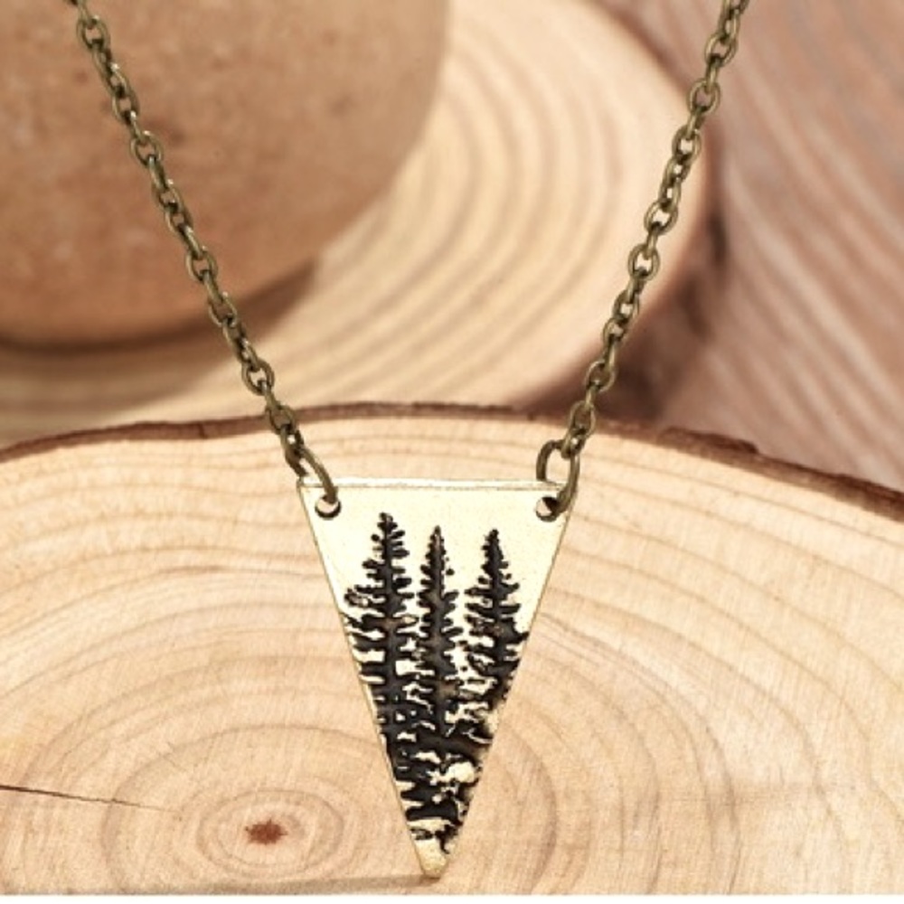 3/$15 Triangle Tree Pendant Necklace